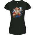 Guitar Santa Funny Christmas Rock n Roll Womens Petite Cut T-Shirt Black