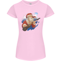 Guitar Santa Funny Christmas Rock n Roll Womens Petite Cut T-Shirt Light Pink