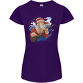 Guitar Santa Funny Christmas Rock n Roll Womens Petite Cut T-Shirt Purple