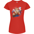 Guitar Santa Funny Christmas Rock n Roll Womens Petite Cut T-Shirt Red