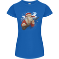 Guitar Santa Funny Christmas Rock n Roll Womens Petite Cut T-Shirt Royal Blue