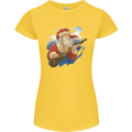 Guitar Santa Funny Christmas Rock n Roll Womens Petite Cut T-Shirt Yellow