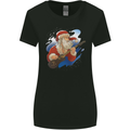 Guitar Santa Funny Christmas Rock n Roll Womens Wider Cut T-Shirt Black