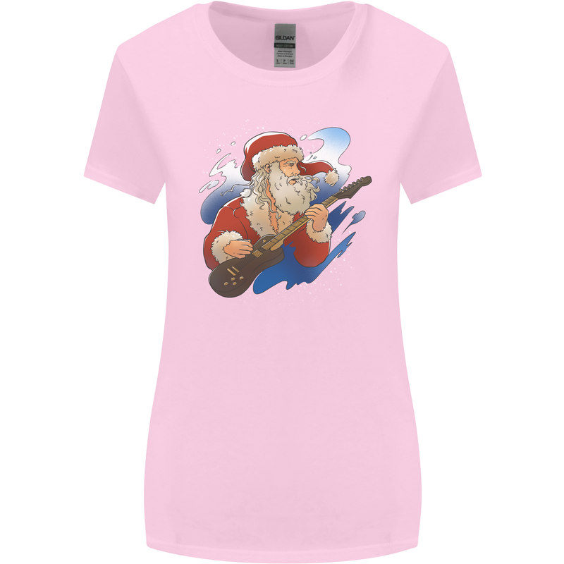 Guitar Santa Funny Christmas Rock n Roll Womens Wider Cut T-Shirt Light Pink