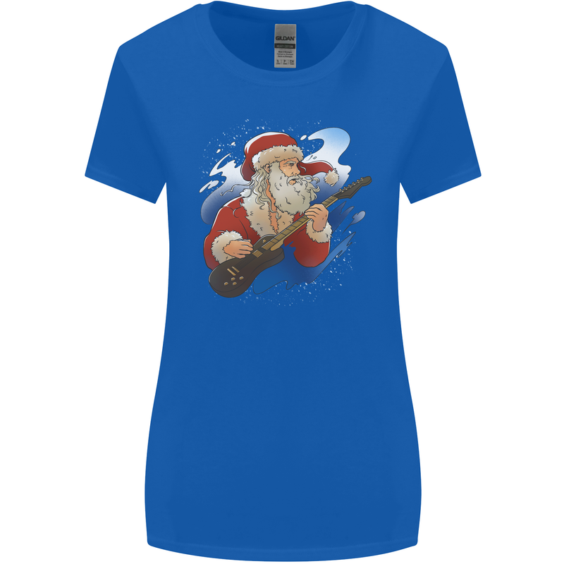 Guitar Santa Funny Christmas Rock n Roll Womens Wider Cut T-Shirt Royal Blue