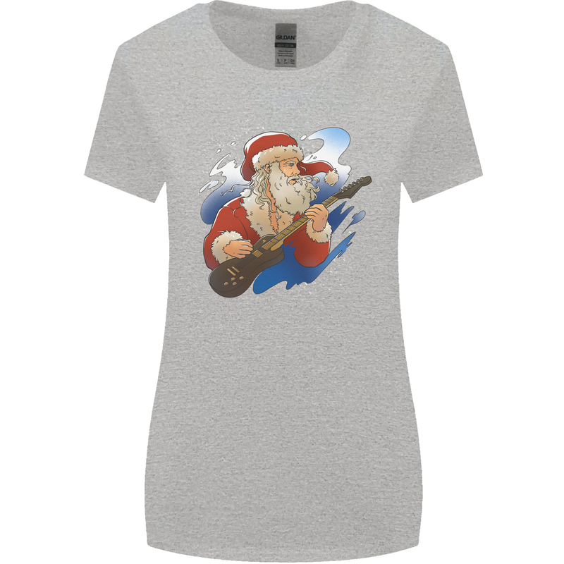 Guitar Santa Funny Christmas Rock n Roll Womens Wider Cut T-Shirt Sports Grey