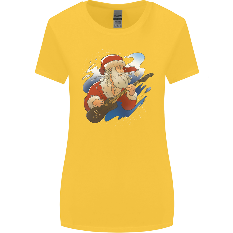 Guitar Santa Funny Christmas Rock n Roll Womens Wider Cut T-Shirt Yellow