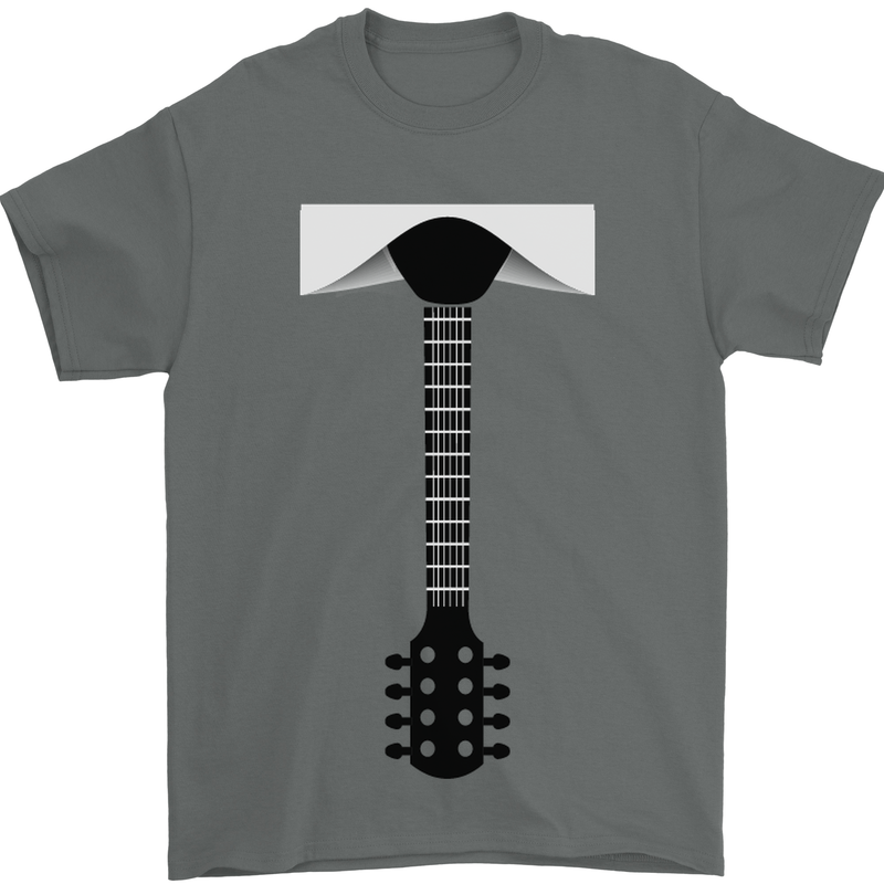 Guitar Tie Guitarist Bass Acoustic Funny Mens T-Shirt 100% Cotton Charcoal