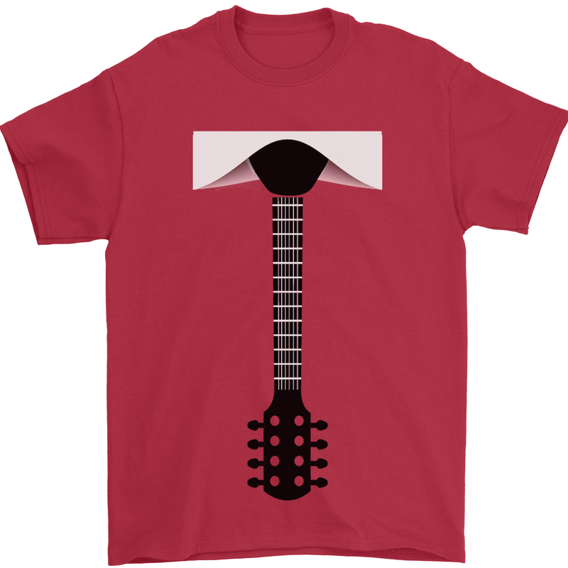 Guitar Tie Guitarist Bass Acoustic Funny Mens T-Shirt 100% Cotton Red