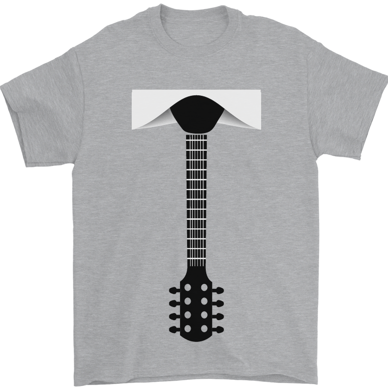 Guitar Tie Guitarist Bass Acoustic Funny Mens T-Shirt 100% Cotton Sports Grey