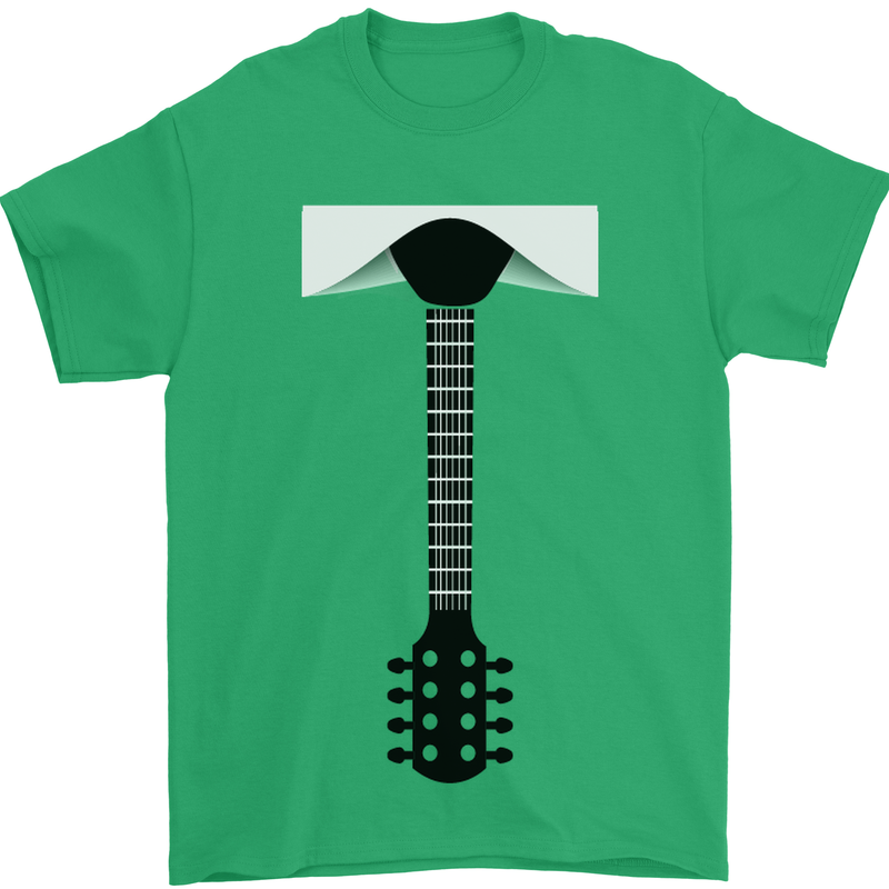 Guitar Tie Guitarist Bass Acoustic Funny Mens T-Shirt Cotton Gildan Irish Green