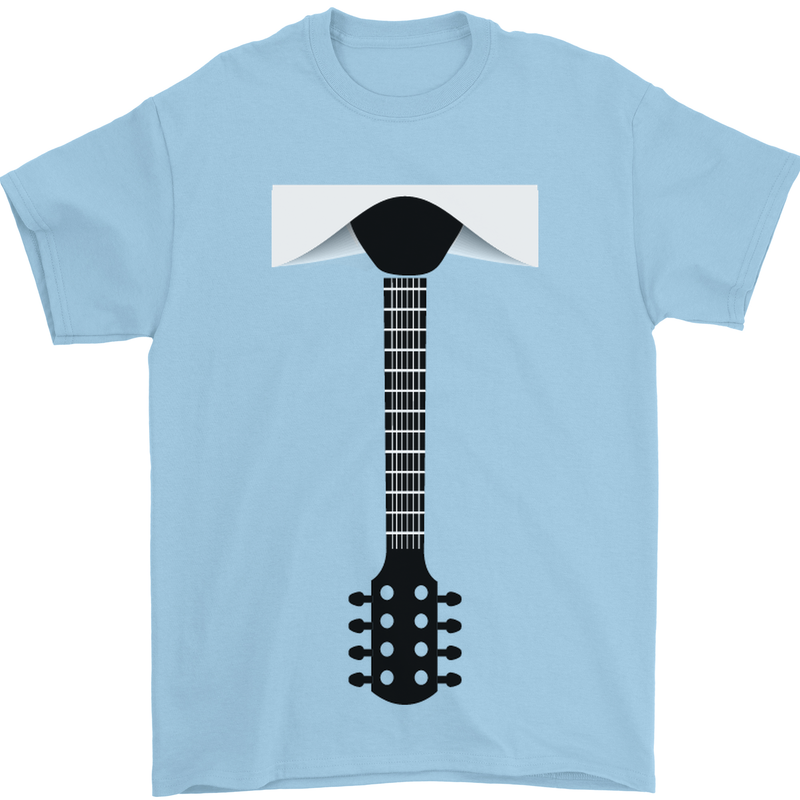 Guitar Tie Guitarist Bass Acoustic Funny Mens T-Shirt Cotton Gildan Light Blue