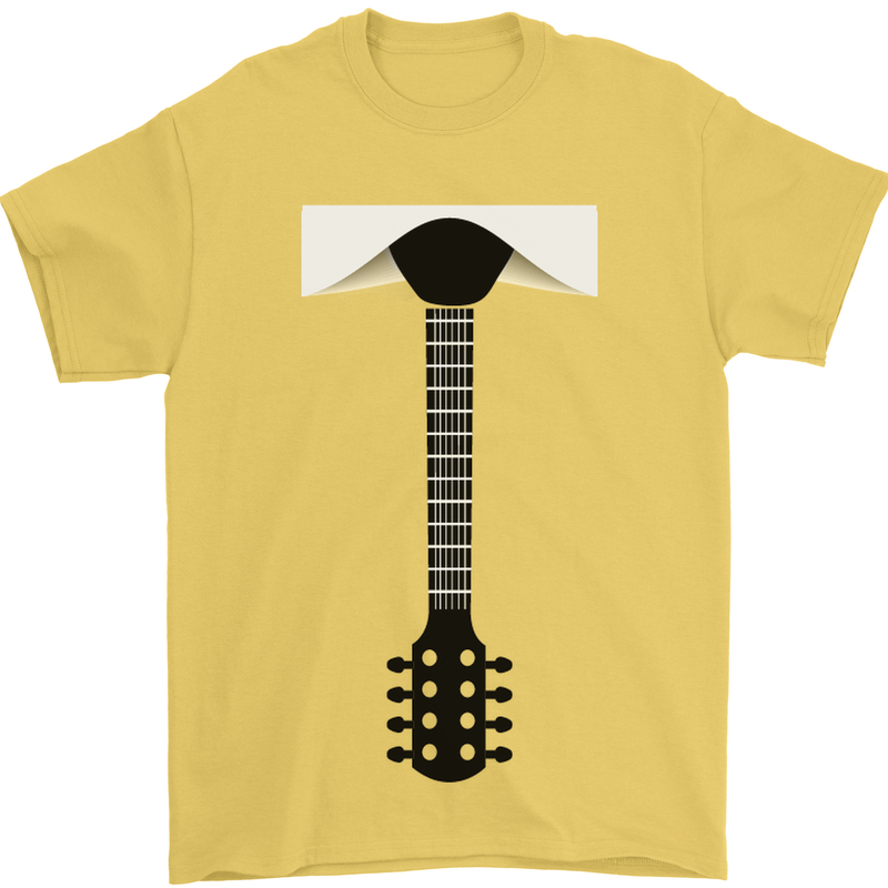 Guitar Tie Guitarist Bass Acoustic Funny Mens T-Shirt Cotton Gildan Yellow