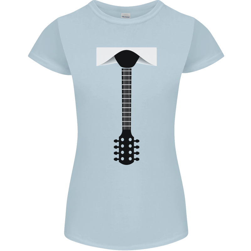 Guitar Tie Guitarist Bass Acoustic Funny Womens Petite Cut T-Shirt Light Blue