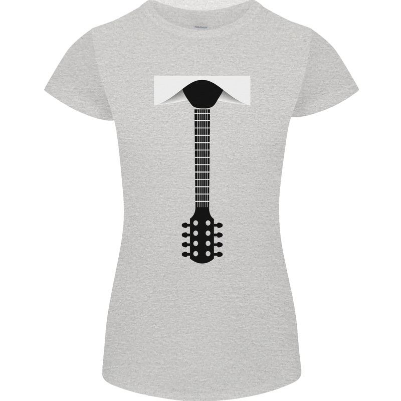 Guitar Tie Guitarist Bass Acoustic Funny Womens Petite Cut T-Shirt Sports Grey
