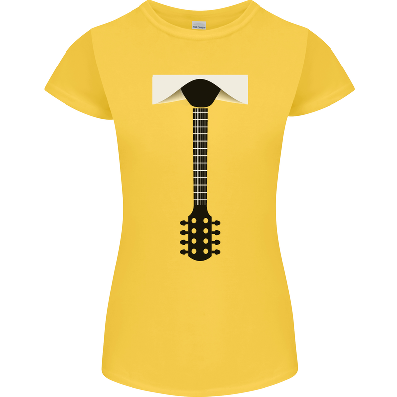 Guitar Tie Guitarist Bass Acoustic Funny Womens Petite Cut T-Shirt Yellow