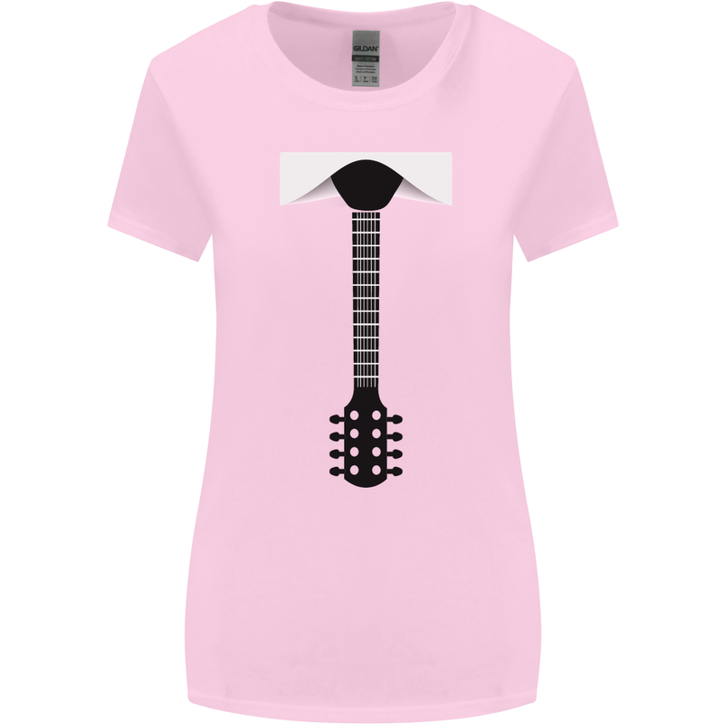 Guitar Tie Guitarist Bass Acoustic Funny Womens Wider Cut T-Shirt Light Pink