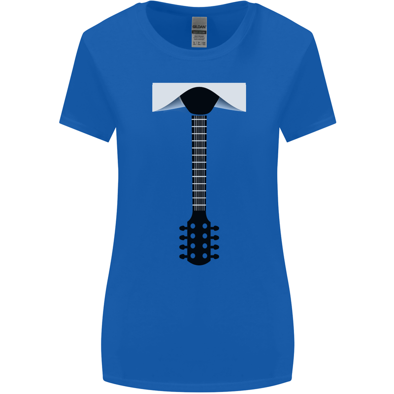 Guitar Tie Guitarist Bass Acoustic Funny Womens Wider Cut T-Shirt Royal Blue