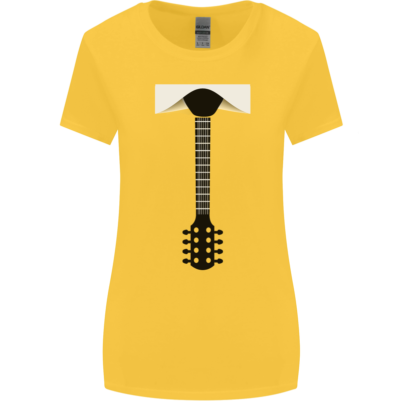 Guitar Tie Guitarist Bass Acoustic Funny Womens Wider Cut T-Shirt Yellow