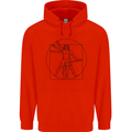 Guitar Vitruvian Man Guitarist Childrens Kids Hoodie Bright Red