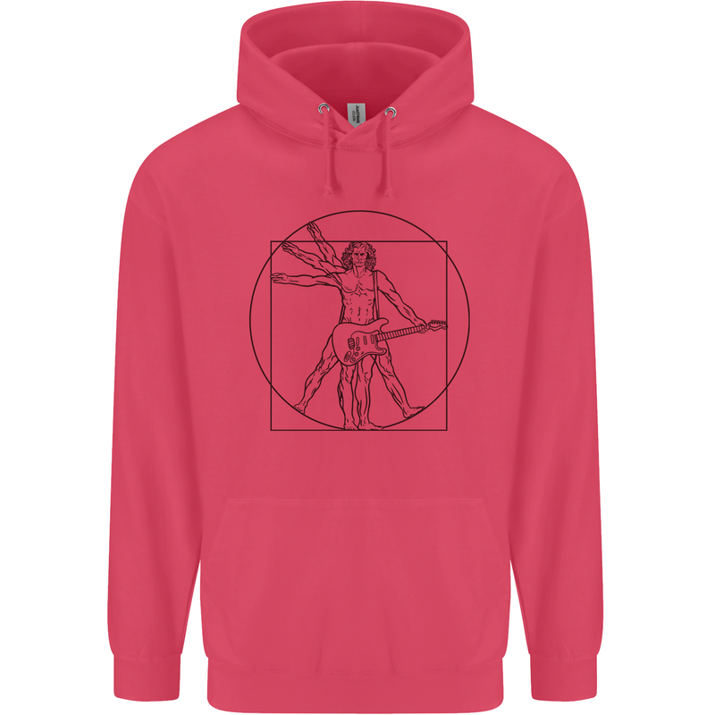 Guitar Vitruvian Man Guitarist Childrens Kids Hoodie Heliconia