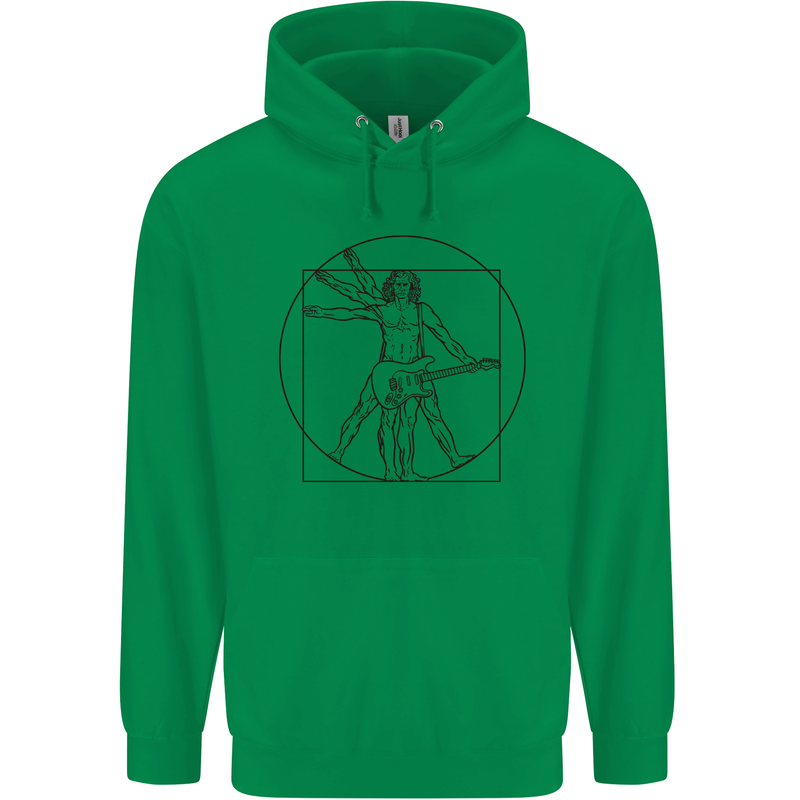 Guitar Vitruvian Man Guitarist Childrens Kids Hoodie Irish Green