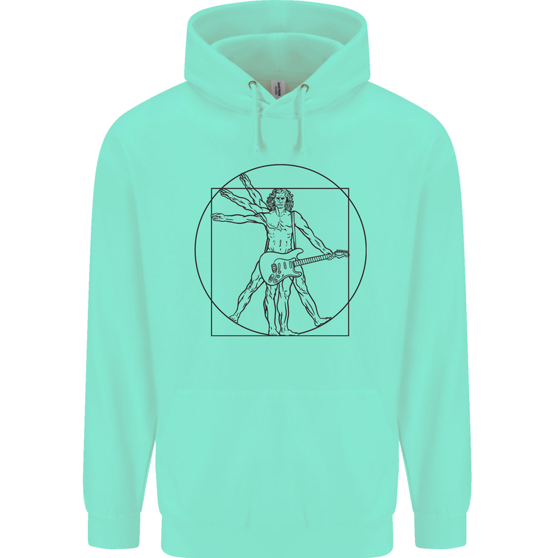 Guitar Vitruvian Man Guitarist Childrens Kids Hoodie Peppermint