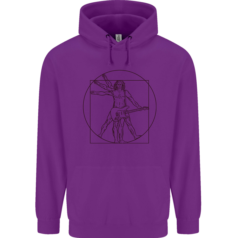 Guitar Vitruvian Man Guitarist Childrens Kids Hoodie Purple