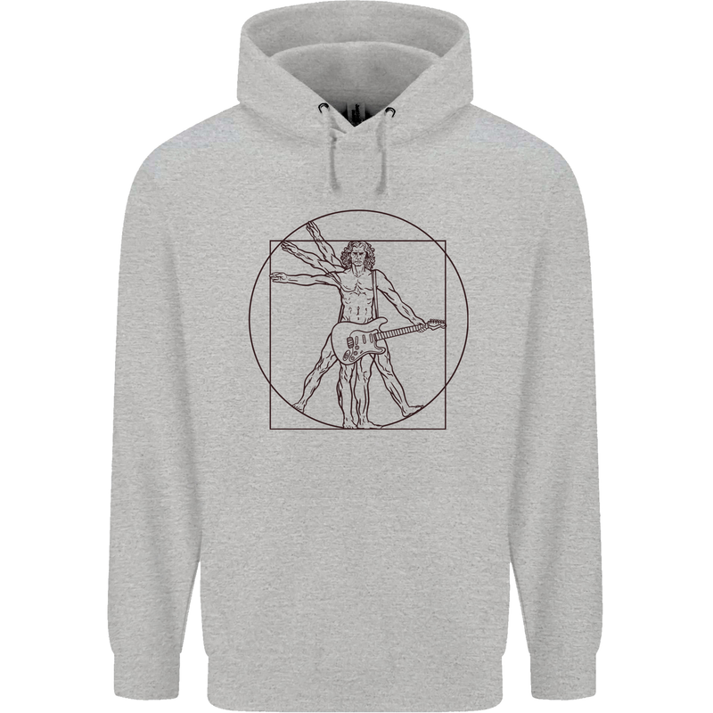 Guitar Vitruvian Man Guitarist Childrens Kids Hoodie Sports Grey