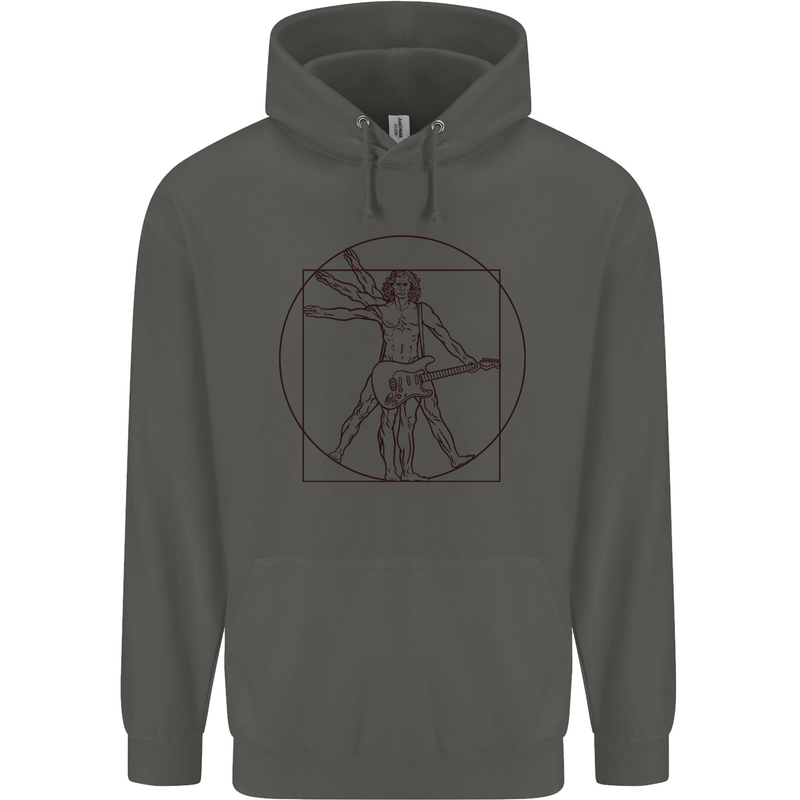 Guitar Vitruvian Man Guitarist Childrens Kids Hoodie Storm Grey