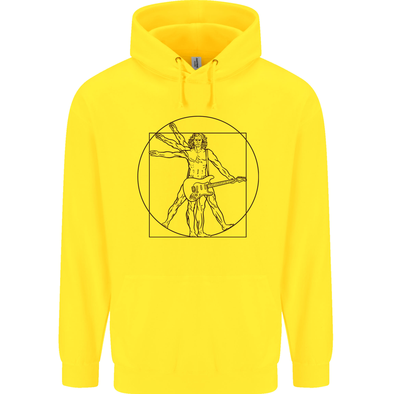 Guitar Vitruvian Man Guitarist Childrens Kids Hoodie Yellow