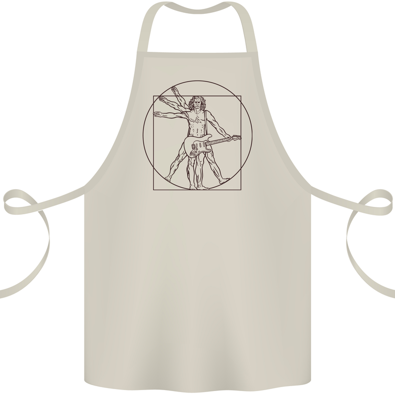 Guitar Vitruvian Man Guitarist Cotton Apron 100% Organic Natural