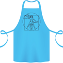 Guitar Vitruvian Man Guitarist Cotton Apron 100% Organic Turquoise