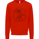 Guitar Vitruvian Man Guitarist Kids Sweatshirt Jumper Bright Red
