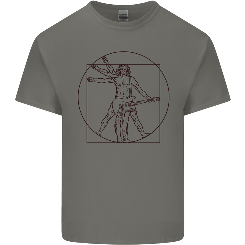 Guitar Vitruvian Man Guitarist Kids T-Shirt Childrens Charcoal