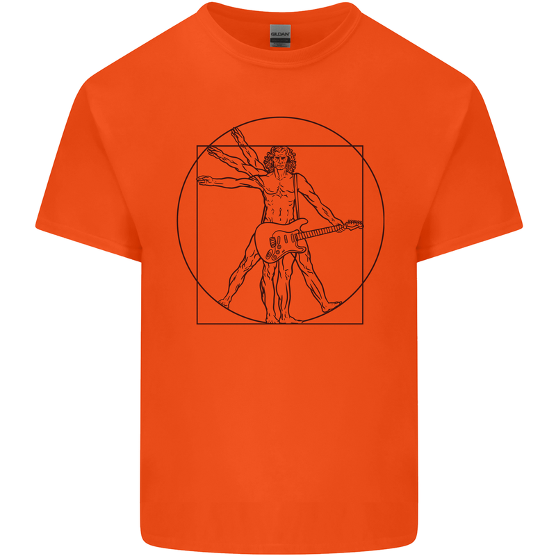 Guitar Vitruvian Man Guitarist Kids T-Shirt Childrens Orange