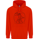 Guitar Vitruvian Man Guitarist Mens 80% Cotton Hoodie Bright Red