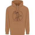 Guitar Vitruvian Man Guitarist Mens 80% Cotton Hoodie Caramel Latte