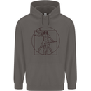 Guitar Vitruvian Man Guitarist Mens 80% Cotton Hoodie Charcoal