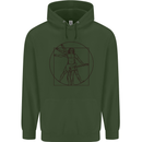 Guitar Vitruvian Man Guitarist Mens 80% Cotton Hoodie Forest Green