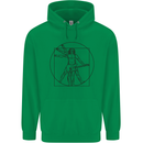 Guitar Vitruvian Man Guitarist Mens 80% Cotton Hoodie Irish Green