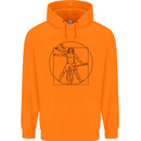 Guitar Vitruvian Man Guitarist Mens 80% Cotton Hoodie Orange