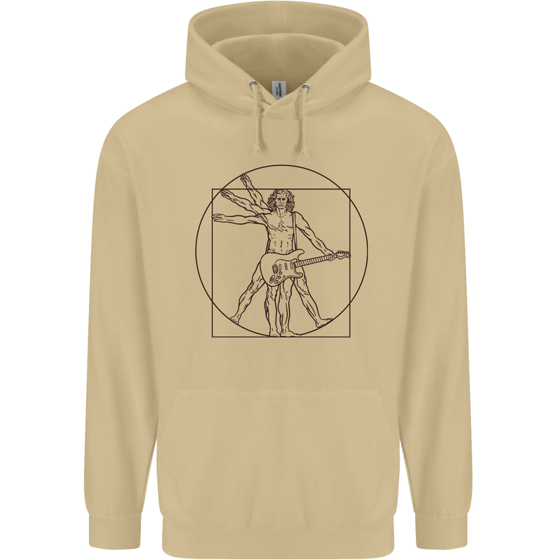 Guitar Vitruvian Man Guitarist Mens 80% Cotton Hoodie Sand