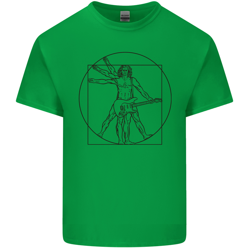 Guitar Vitruvian Man Guitarist Mens Cotton T-Shirt Tee Top Irish Green