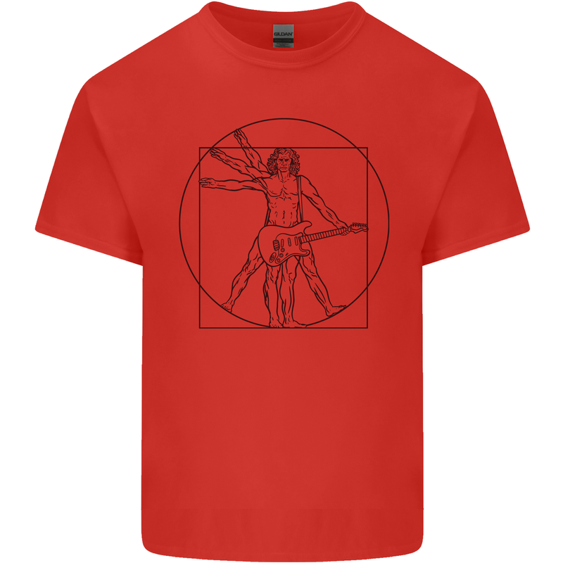 Guitar Vitruvian Man Guitarist Mens Cotton T-Shirt Tee Top Red