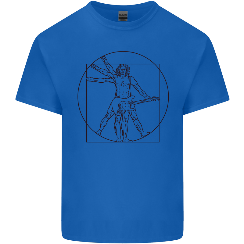 Guitar Vitruvian Man Guitarist Mens Cotton T-Shirt Tee Top Royal Blue