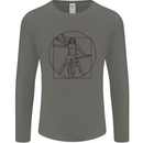 Guitar Vitruvian Man Guitarist Mens Long Sleeve T-Shirt Charcoal