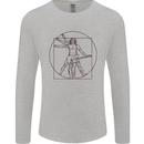 Guitar Vitruvian Man Guitarist Mens Long Sleeve T-Shirt Sports Grey