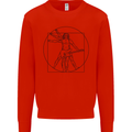 Guitar Vitruvian Man Guitarist Mens Sweatshirt Jumper Bright Red