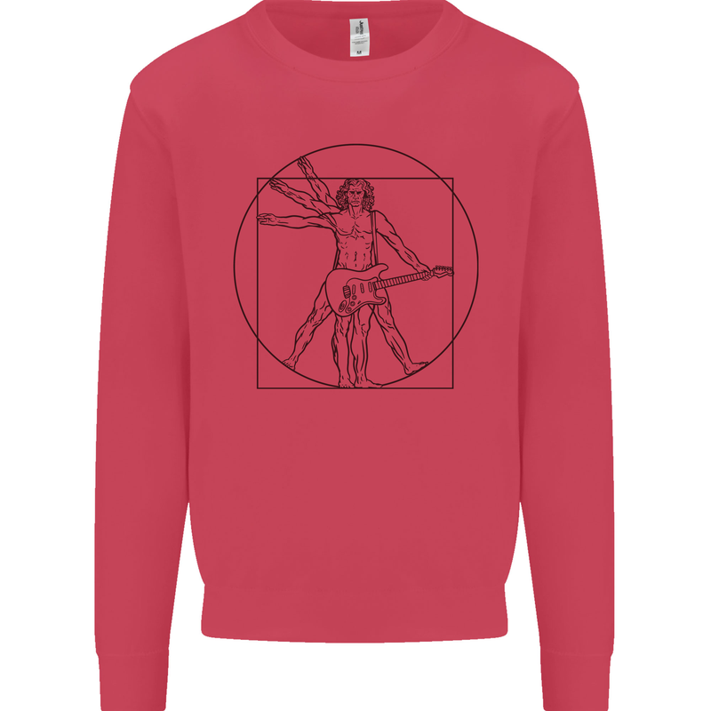 Guitar Vitruvian Man Guitarist Mens Sweatshirt Jumper Heliconia